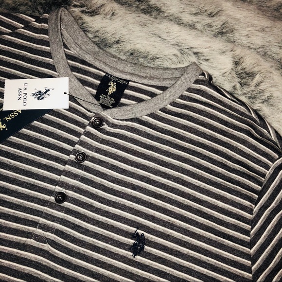 U.S. Polo Assn. Other - NWT U.S. Polo Assn Men SS Gray Stripe Henley Shirt